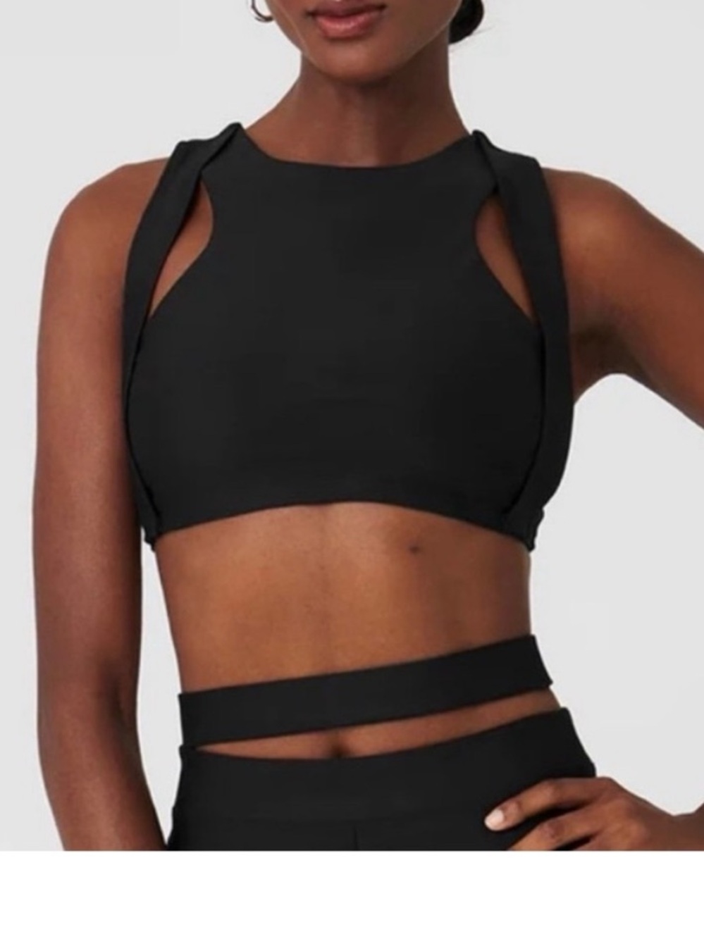 ALO Yoga Black High-Neck Cutout Sports Bra